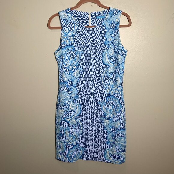 J. Mclaughlin Sheath Dress Size Small Blue Floral Catalina Cloth Stretch travel - Picture 2 of 8